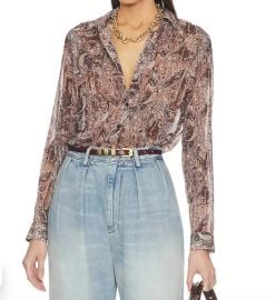 LAgence Laurent Blouse in Brown Multi Neutral Paisley Shop Premium Outlets at Shop Simon